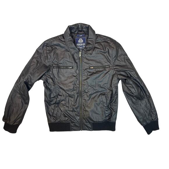 Mens American Rag Faux Leather Bomber Jacket  Adult Size Large Flight Jacket - Picture 1 of 9